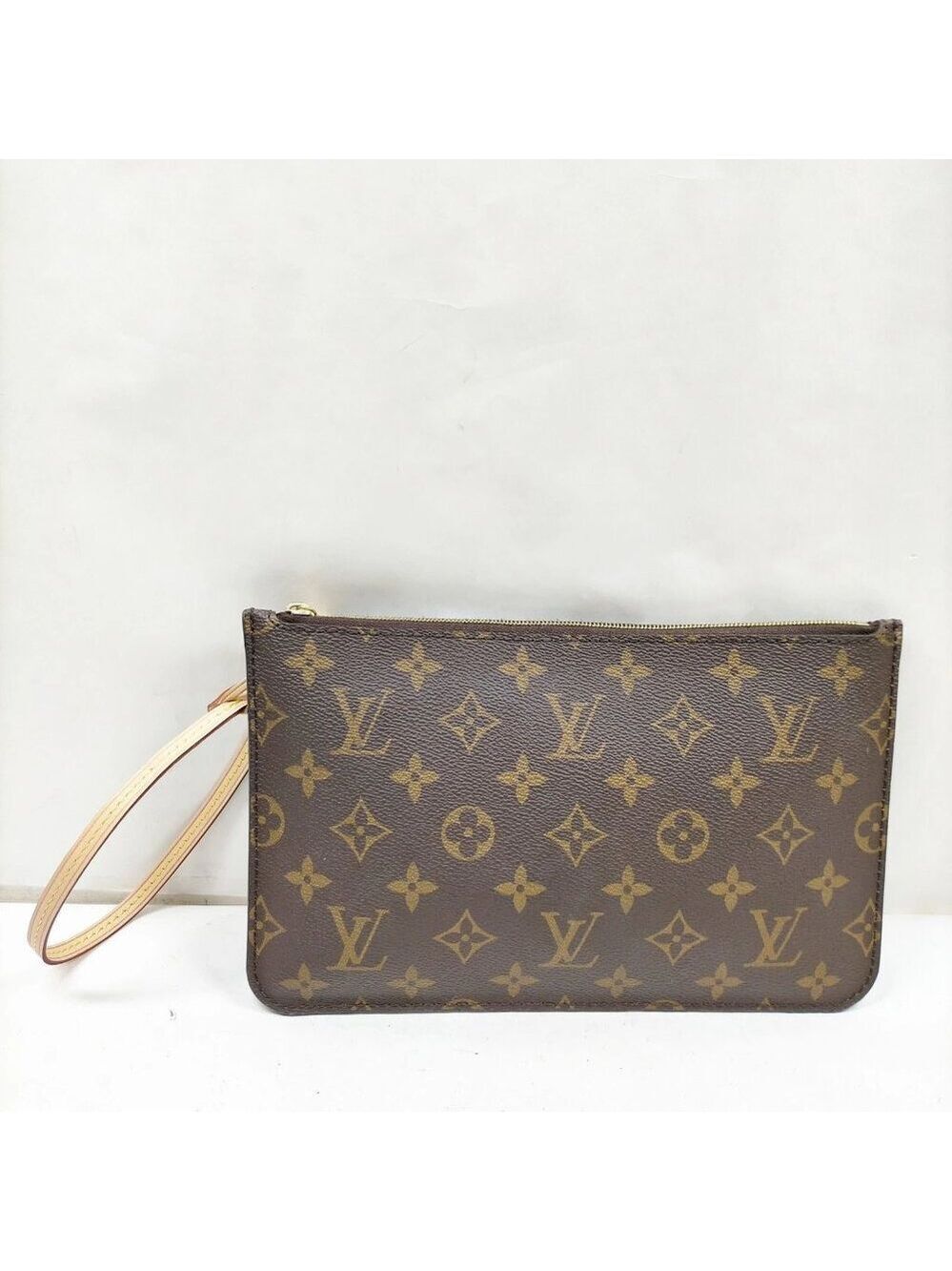 Authentic Louis Vuitton Neverfull Pochette Monogram Wristlet Clutch